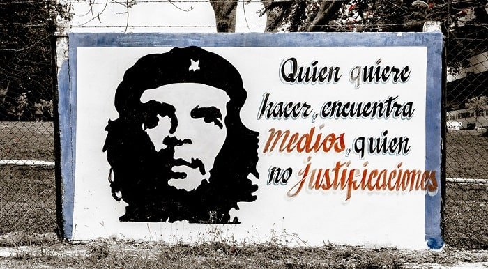 A paint of El Che on a Street in Havana Cuba